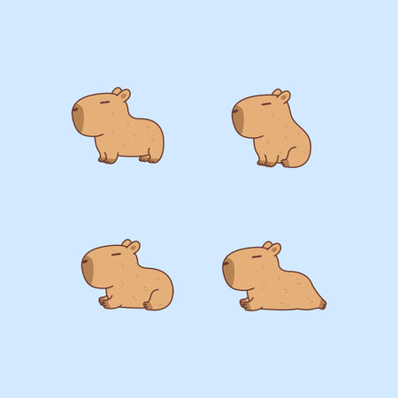 Cute capybara cartoon, vector illustrationのイラスト素材