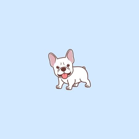 Cute white french bulldog puppy cartoon, vector illustrationのイラスト素材