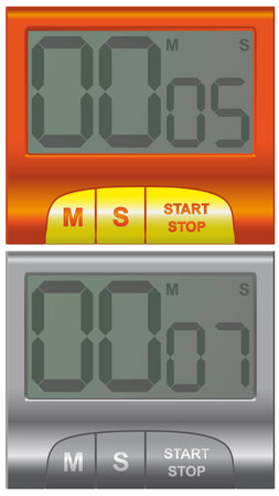 two convenient household timer in different colors red and silverのイラスト素材