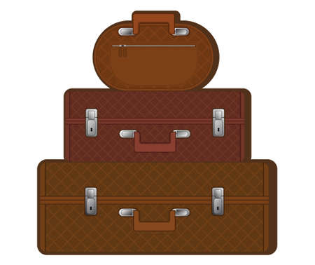 a set of classic road suitcases and bags in the same styleのイラスト素材