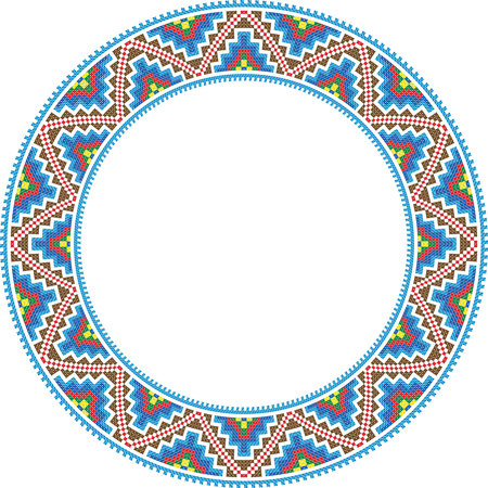 vector folk round Frame Cross-stitch traditionalのイラスト素材