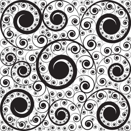 Stylish black on white pattern of curlsのイラスト素材