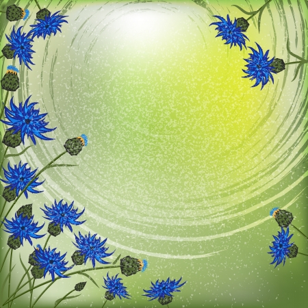 background frame with cornflowers in the skyのイラスト素材