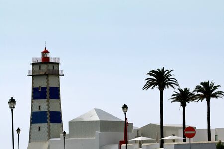 The lighthouse on seaside in Cascais, Portugal.の写真素材