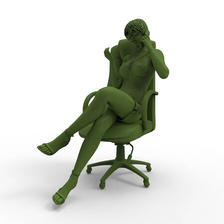 Talking girl 3d illustration of a girl who have a phone conversationの写真素材