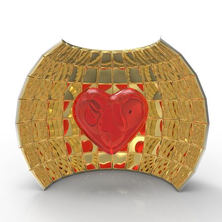 This is a 3d illustration of a heart の写真素材