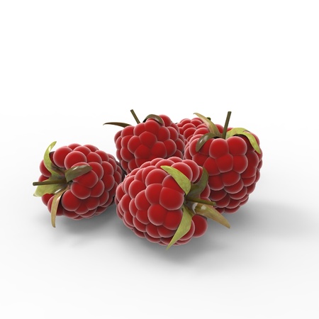  Raspberries on white backgroundの写真素材