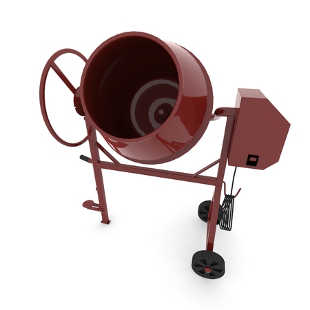 Concrete mixer in 3D isolated on white backgroundの写真素材