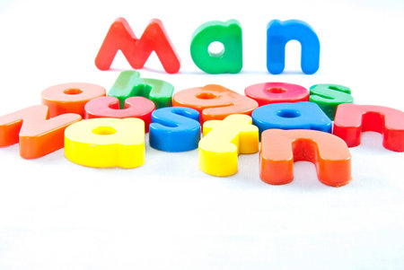 Plastic letters on white background