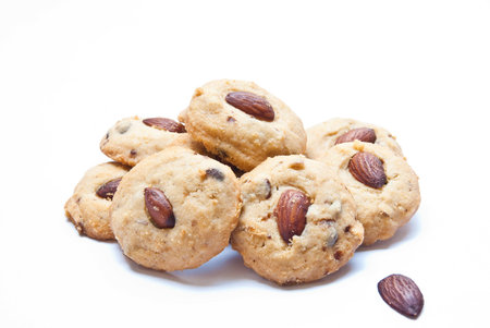 almond cookies  isolated on white backgroundの写真素材