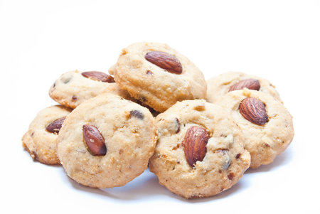 almond cookies  isolated on white backgroundの写真素材
