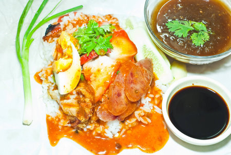 Roasted pork with vegetablesの写真素材