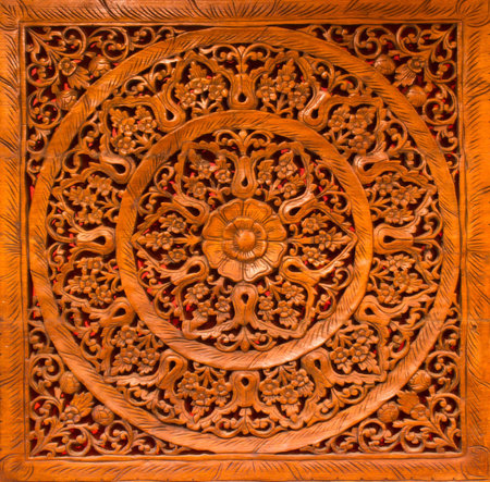 carved pattern on the woodの写真素材