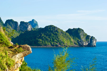 seashore with tall rocks, Andaman Sea, Thailand