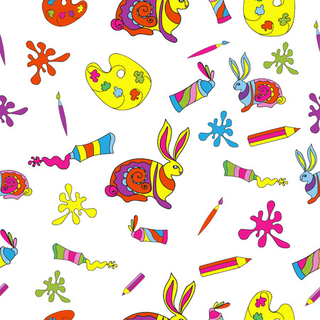 seamless background with art toolsのイラスト素材
