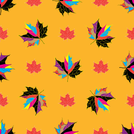 Vector seamless background of autumnal maple leaves.のイラスト素材