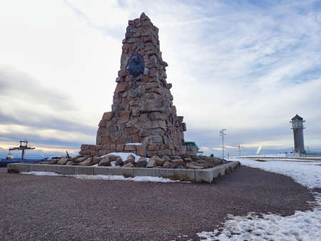 GERMANY, BLACK FOREST, FELDBERG - DECEMBER 17, 2019: Bismarck monument in the summit area of the Seebuckのeditorial素材