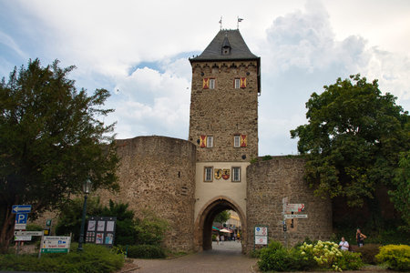 GERMANY, BAD MÃNSTEREIFEL - AUGUST 10,2020: The Werther Tor is part of the historic city centerのeditorial素材