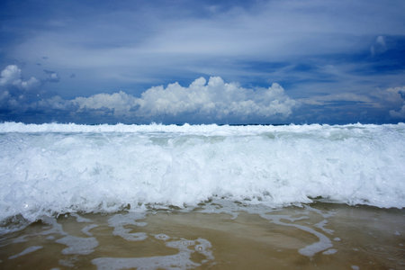 Sea wave with splash of water 