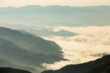 Layer of mountain and misty.の写真素材