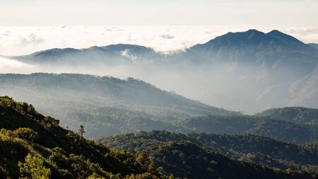 Layer of mountain and misty.の写真素材
