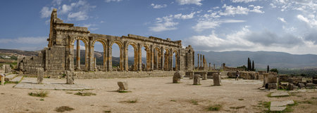 Volubilis near Meknes in Morocco. Volubilis is a ruined Amazigh, then Roman city in Morocco near Meknesの写真素材
