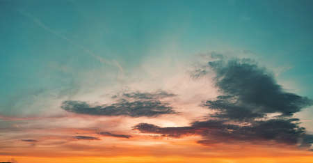 Beautiful blue sky clouds for background. Panorama of sky.の写真素材