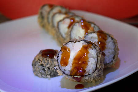 sushi with salmonの写真素材