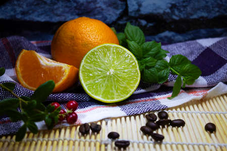 still-life with citrus fruitsの写真素材
