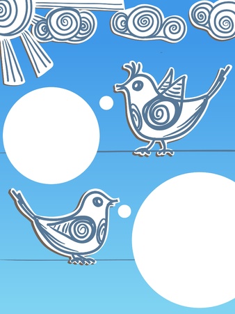  Speaking birds with blank speech bubblesのイラスト素材