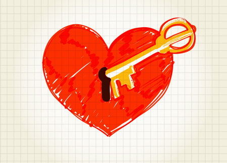 Key is opening the heartのイラスト素材