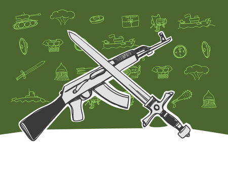 gun and swordのイラスト素材