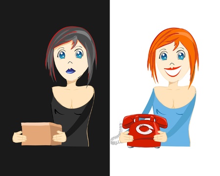 sad and happy girlsのイラスト素材