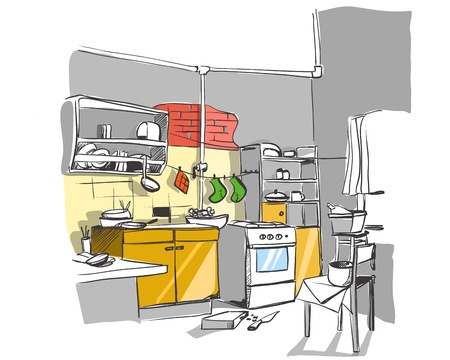 kitchen illustrationのイラスト素材