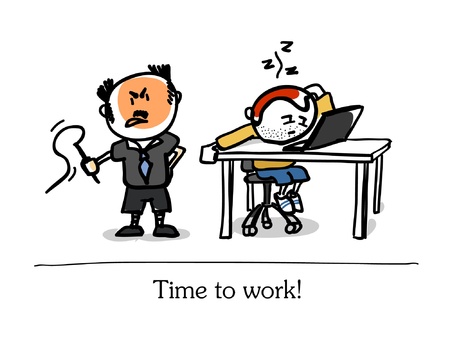 boss and lazy clerkのイラスト素材