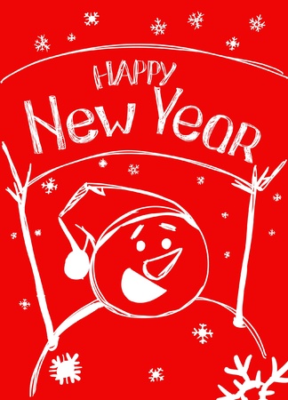  Happy New year from snowmanのイラスト素材