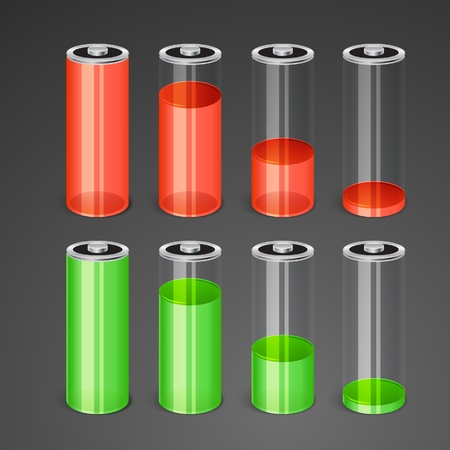Batteries with different level of charge のイラスト素材