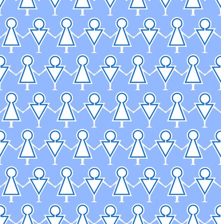 Seamless background of happy people on blueのイラスト素材