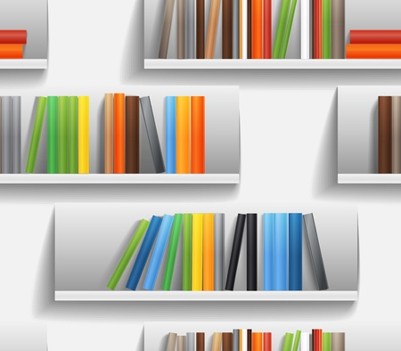  Seamless background of library shelves with color booksのイラスト素材