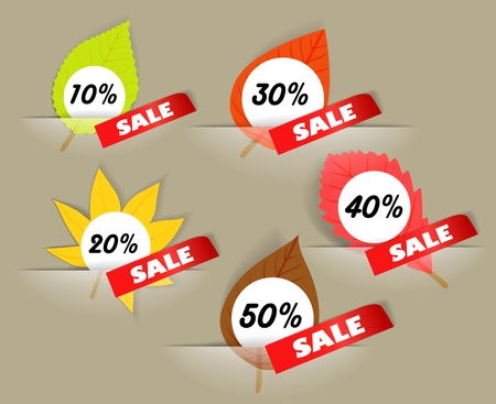 Autumn sale stickers in a pockers collectionのイラスト素材
