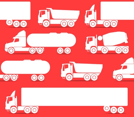 Different types of trucks seamless backgroundのイラスト素材