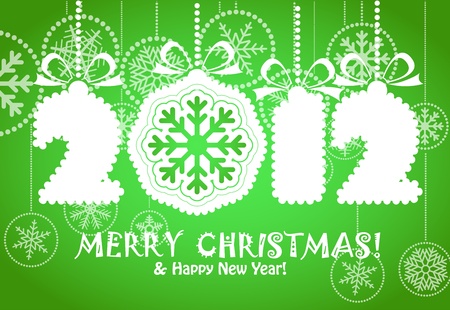 Greeting card with white digits 2012. Merry Christmas and Hapy New Yearのイラスト素材