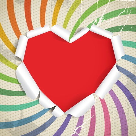 Valentine heart of torn paper on vintage backgroundのイラスト素材