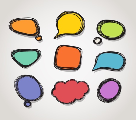 Abstract color hand-drawn speech clound のイラスト素材