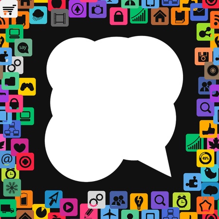 Abstract speech cloud with media iconsのイラスト素材