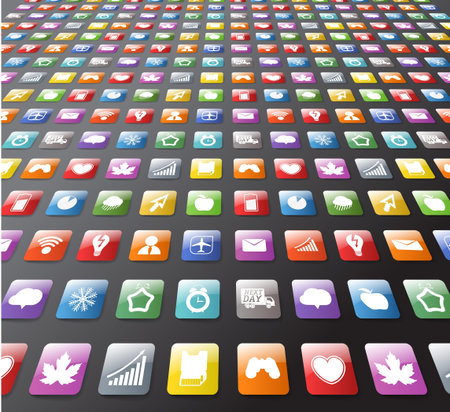 Different color buttons in perspectiveのイラスト素材