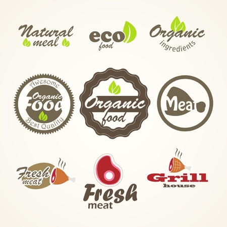 Eco and fresh food products stickersのイラスト素材