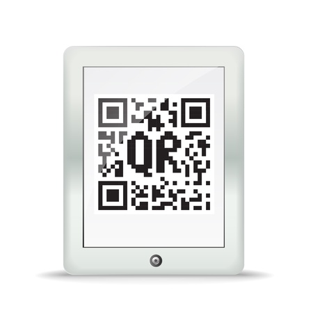 Monochrome abstract QR code in a maderd gadgetのイラスト素材