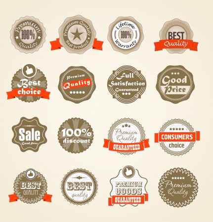 Shopping labels collection  Premium quality, Satisfaction etcのイラスト素材