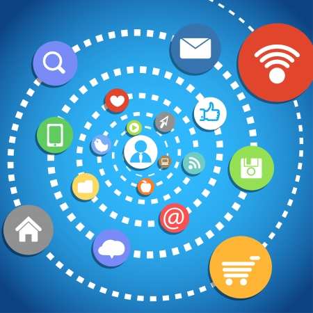 Abstract composition with media icons のイラスト素材